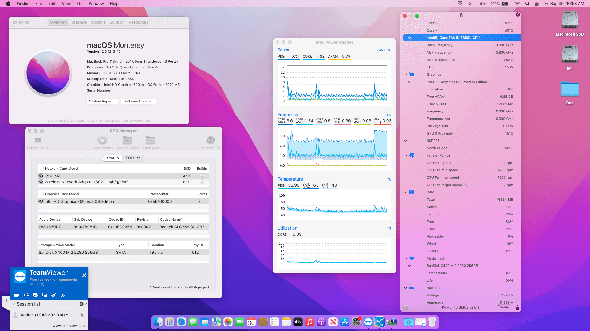 Success Hackintosh macOS Monterey 12.6 Build 21G115 in Dell Latitude 7490